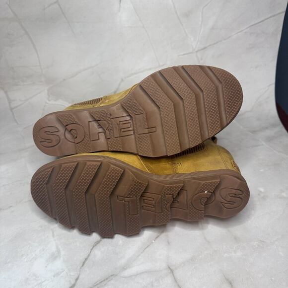 Women’s SOREL Joan of Arctic Chelsea Wedge Boots Size 8 Waterproof Leather Tan - Picture 5 of 5